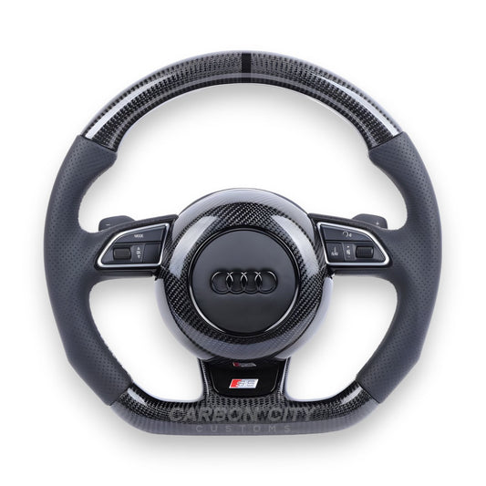 Audi A/S/RS Style (1st Gen) Customizable Steering Wheel (Fits 2013 - 2016 Models) - Carbon City Customs
