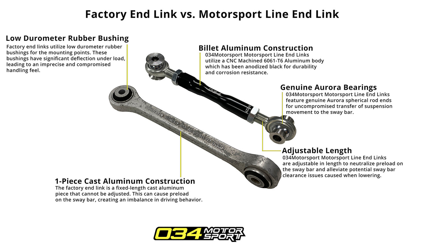 034 - Motorsport Billet Adjustable Rear Sway Bar End Link Pair, Audi R8 - 034-402-4032
